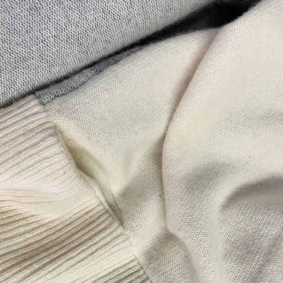 BLACK GOAT Size M Grey Cream Cashmere Stripe Open Front Cardigan - Picture 8 of 8